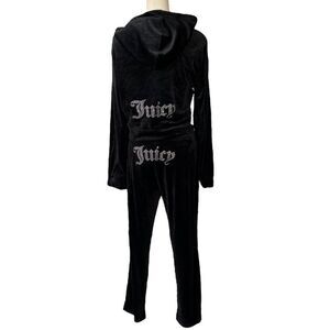 Juicy Couture Y2K Velour Rhinestone Tracksuit Loungewear Set Black Size Large